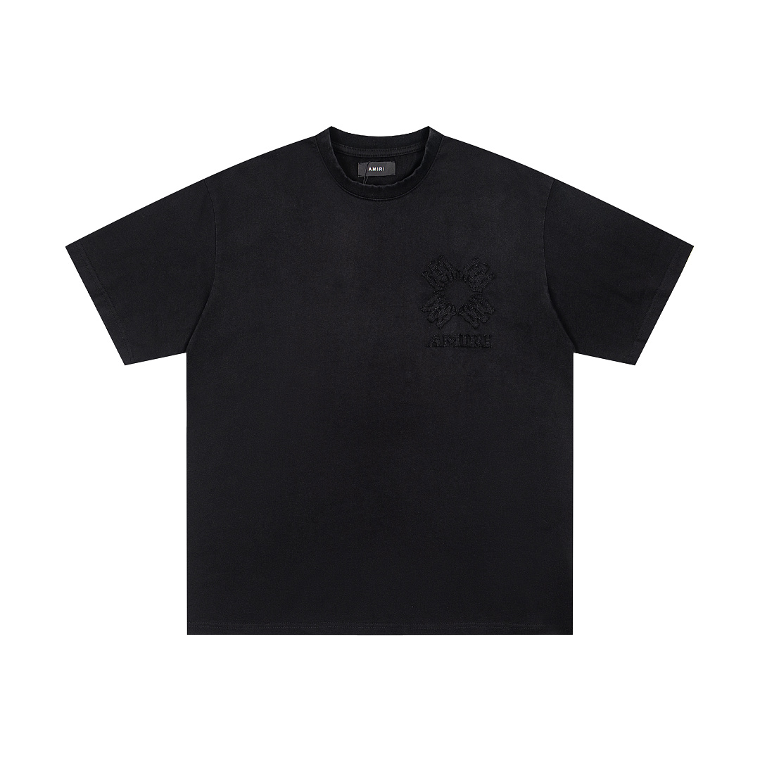 AMIRI 138 Logo Floral Short Sleeve T Water Black Blue S M L XL 9939# - Image 15