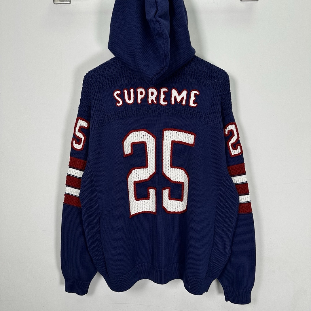 Supreme 538 SS25 FOOTBALL HOOD SWEATER Fleece Black White Blue S-XL - Image 21