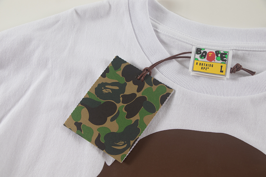 Bape 148 TOP Print Collar Short Sleeve T Black White S-XL - Image 15