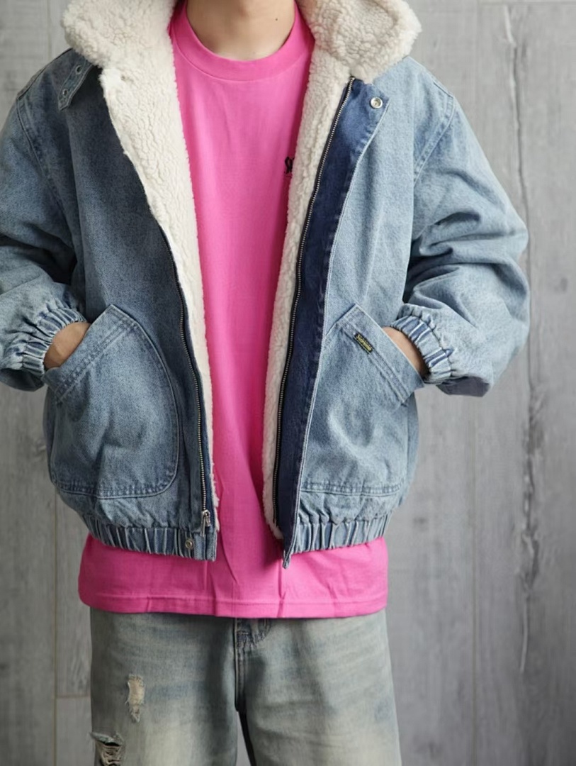 Supreme 598 24Fw Faux Shearling Lined Bomber Jacket Velvet Black White Water Blue S-XL - Image 75