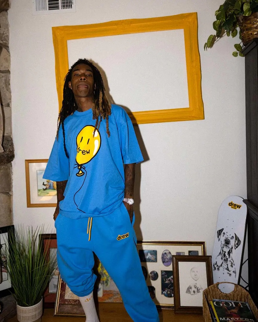 Drew House 98 DREW HOUSE JOY Ss TEE LOGO Print Collar Solid Cotton Short Sleeve T Color Blue Black S M L - Image 9