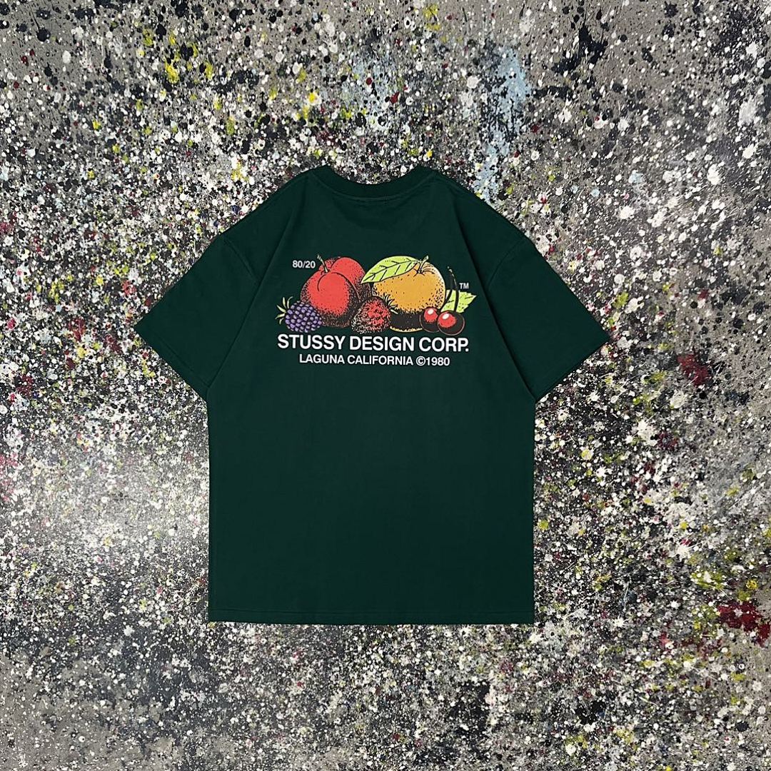 Stussy 108 STU Fresh Fruit Label New Water Print Short Sleeve T Mens Womens : Black White S -XL - Image 5