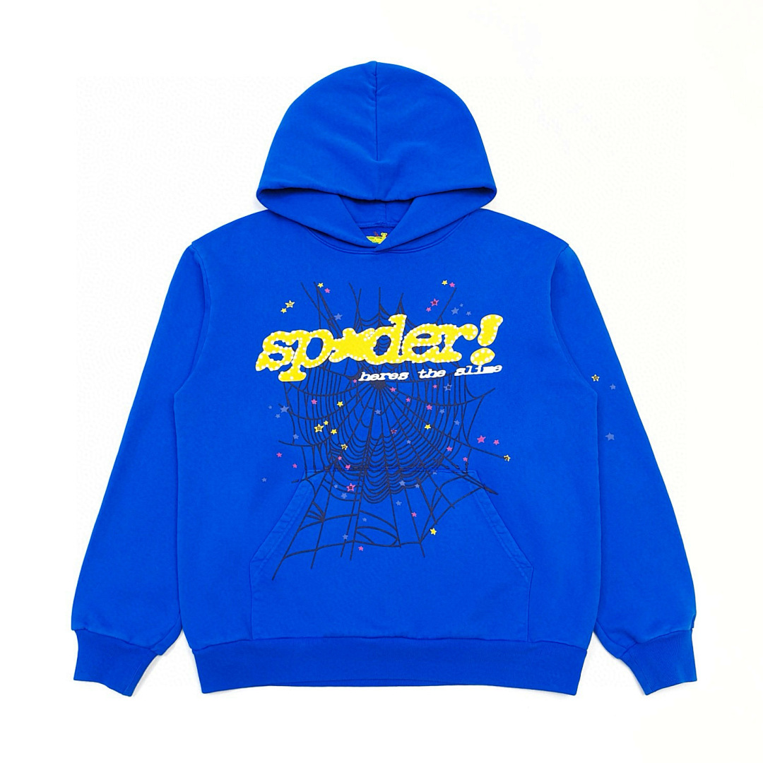 Sp5der FW23 HOODIE Mens Womens Top Blue : S-XXL
