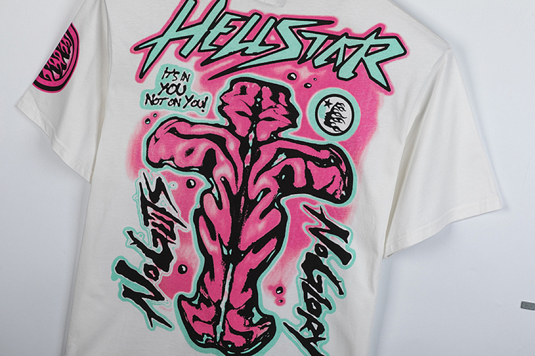 Off-White 128 Hellstar Studios HS No Guts Glory Tee Print Short Sleeve Mens Womens T Off White S-M-L-XL - Image 10