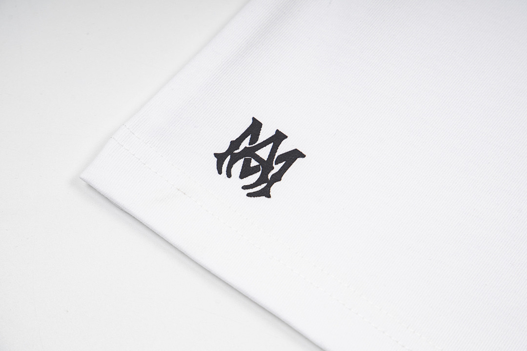 AMIRI 118 Wide Version Model Short Sleeve T Logo Print High Wind Black White S M L XL 9915# - Image 23