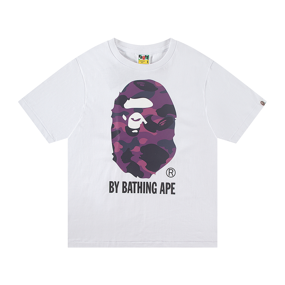 Bape 148 TOP Print Collar Short Sleeve T Black White S-XL - Image 12