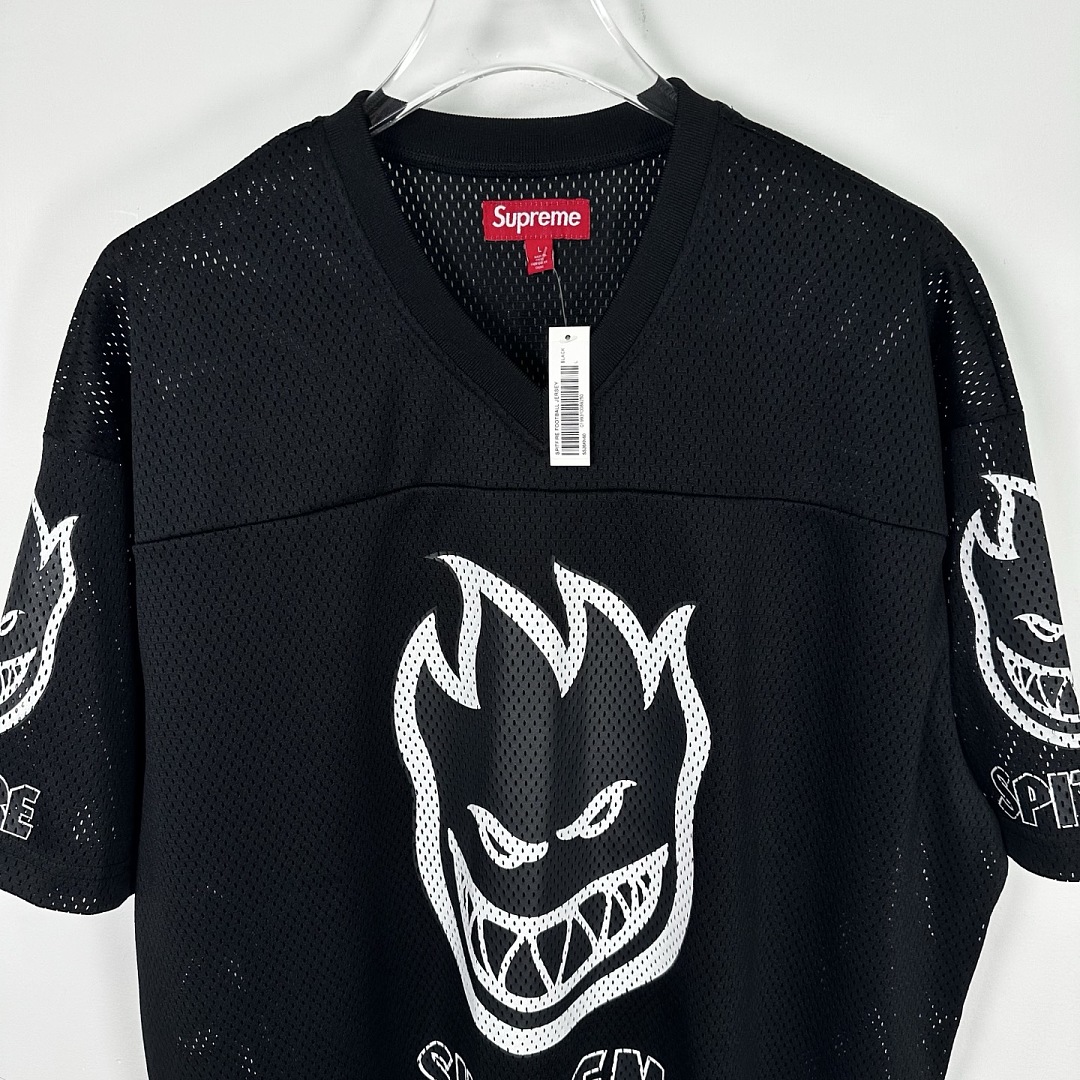 Supreme 218 SPITFIRE FOOTBALL JERSEY Fire Flame V Collar Short Sleeve Olive Black Red S - Image 6