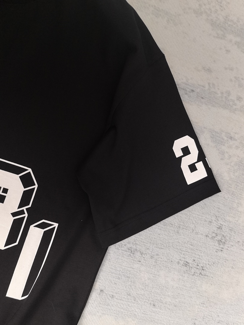 AMIRI 118 Wide Version Model Short Sleeve T Logo Print High Wind Black White S M L XL 9915# - Image 38