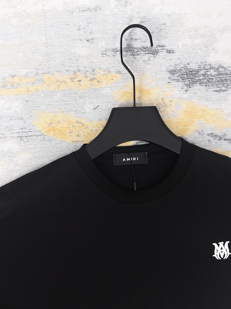 AMIRI 118 Wide Version Model Short Sleeve T Logo Embroidered High Wind Black White S M L XL 9906# - Image 24