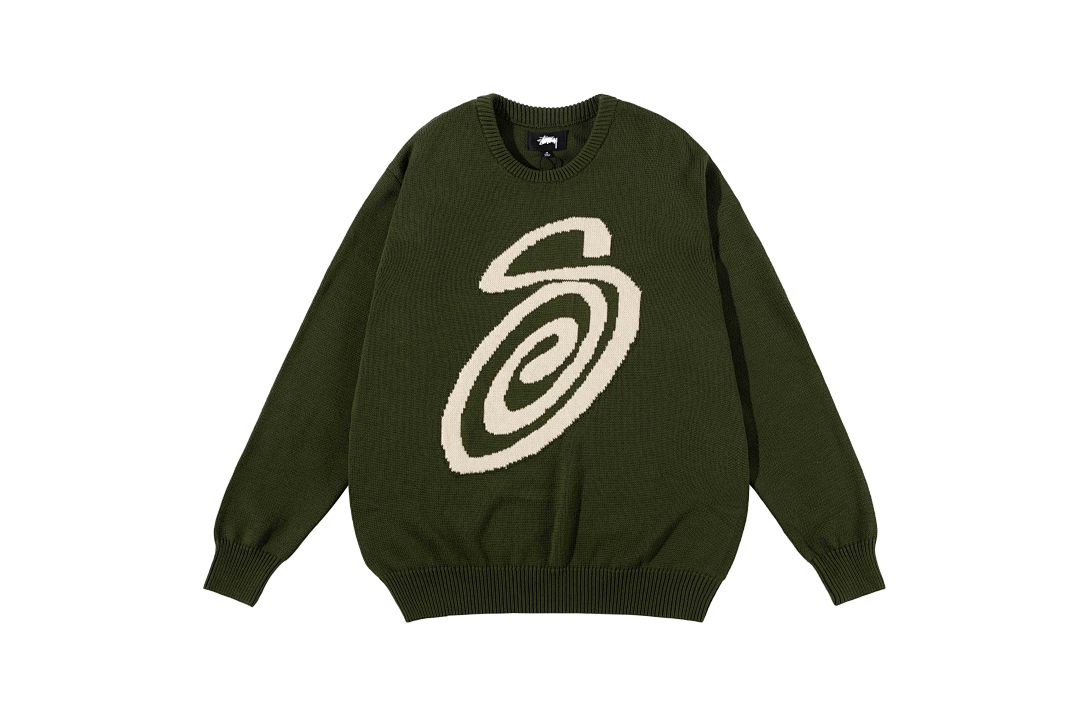 Stussy 228 Stu S Logo Knitted Sweater Ki Kiko Wind Collar Fleece : Black Off White Red Ink Green M L XL Y0796# - Image 3