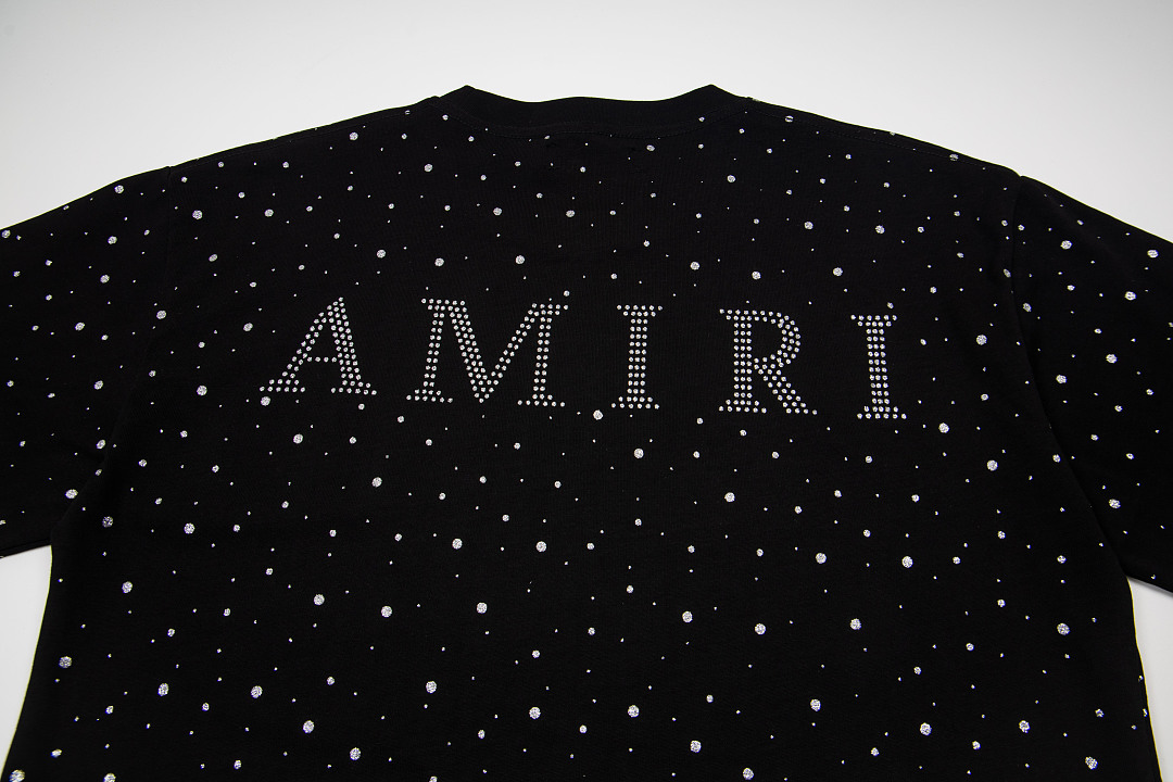 AMIRI 128 26Ss New Logo Diamond Starry Short Sleeve T Black White S M L XL 9928# - Image 6