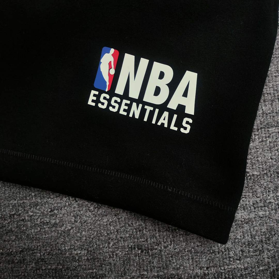 Essentials 178 Essx NBA Collab FW24 Sweatshorts Label Lace Up Short : Light Mist Grey Black :S-XL - Image 4