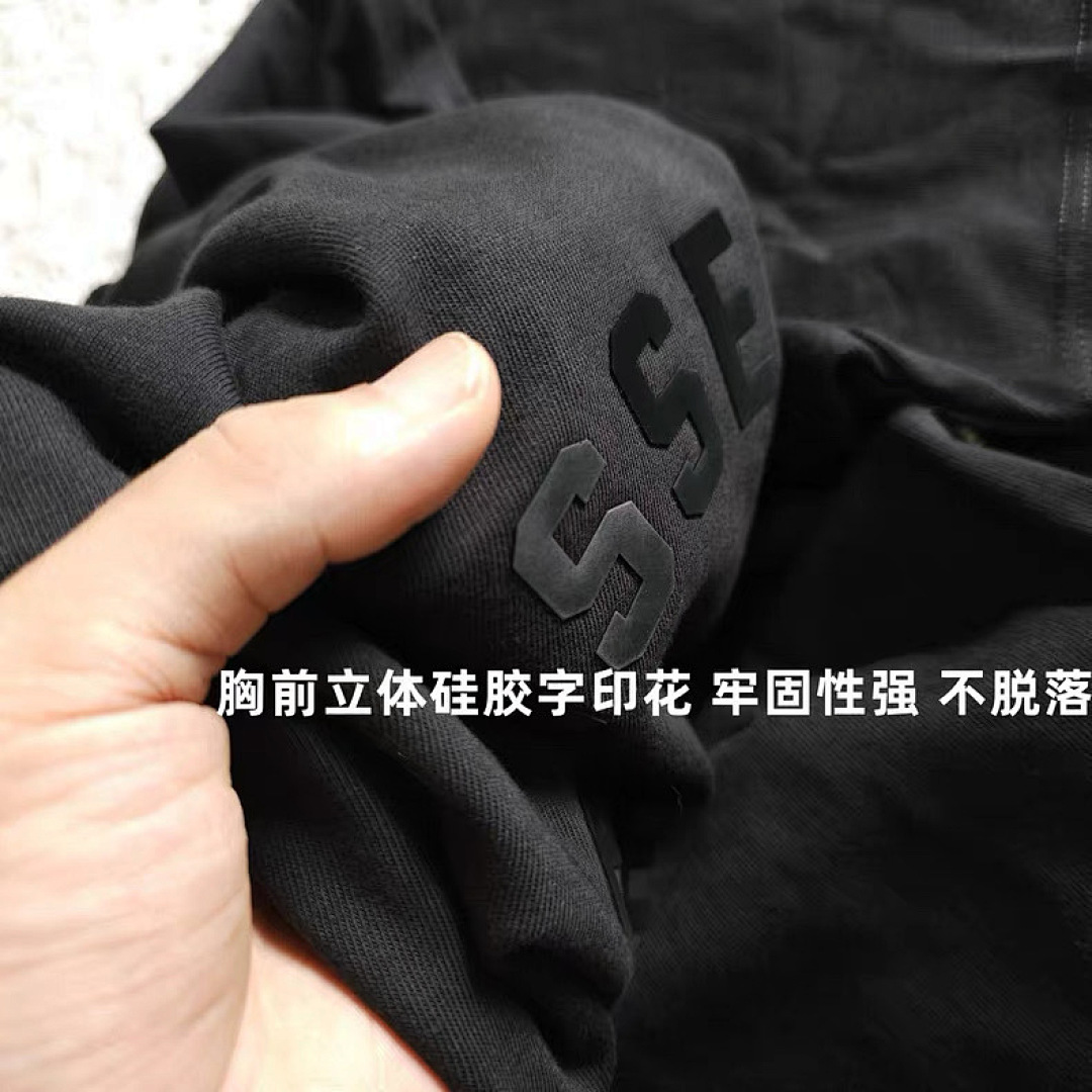 Essentials 118 ESS Full New LOGO Small High Collar Model Short Sleeve T Black S-XL 6215# - Image 9