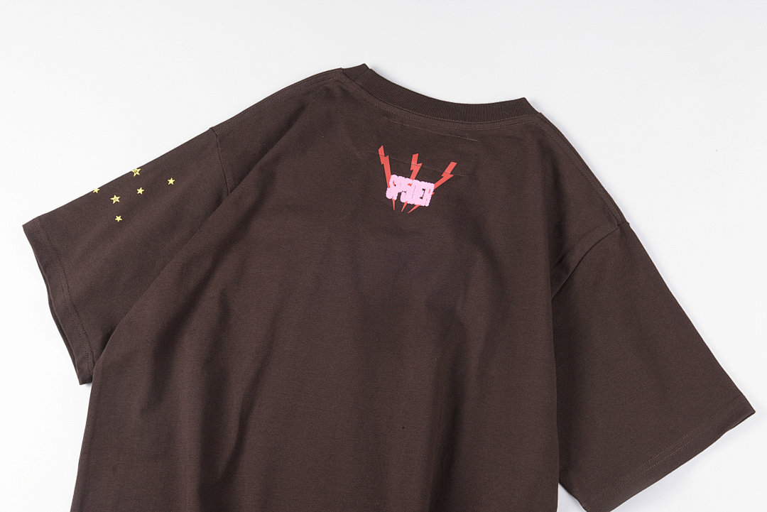 Sp5der 138 Sp5Der Worldwide 555555 TEE Print Short Sleeve Coffee S-XL Sp01 - Image 5