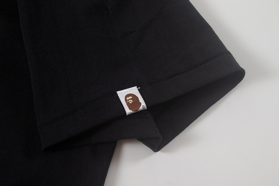 Bape 148 TOP Print Collar Short Sleeve T Black White S-XL - Image 12