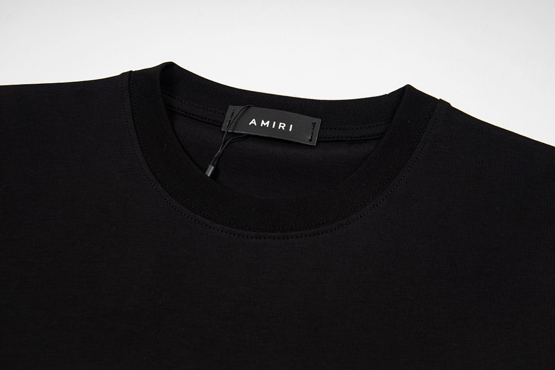 AMIRI 118 Wide Version Model Short Sleeve T Logo Print High Wind Black White S M L XL 9904# - Image 5