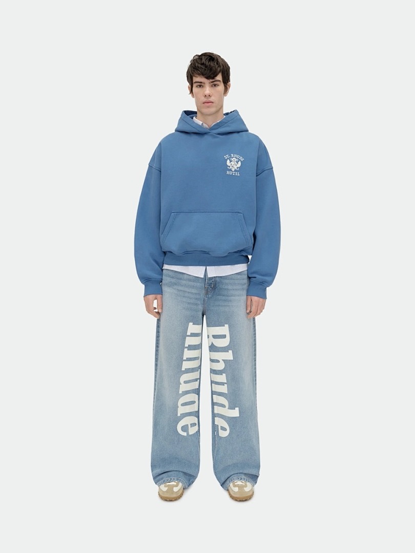 On Running ON SALE118 ST. RHUDE SEAL HOODIE Big Classic Print Short Wide BOXY Version Model : Blue S M L - Image 21