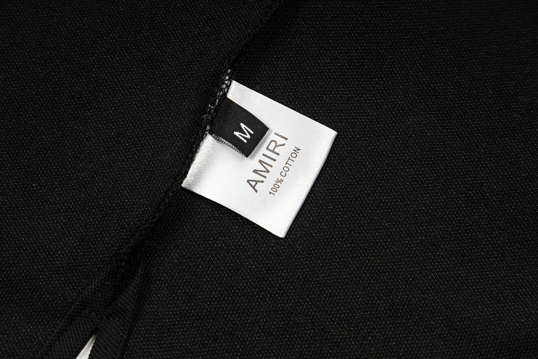 AMIRI 128 26Ss New Logo Embroidered Collar Buckle Polo Short Sleeve T Black White Grey S M L XL 9936# - Image 12