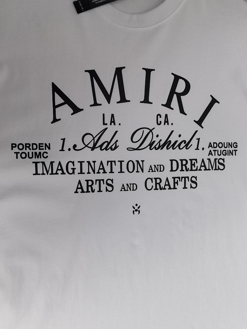 AMIRI 118 Wide Version Model Short Sleeve T Logo Print High Wind Black White S M L XL 9907# - Image 31