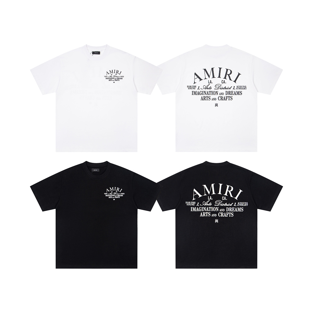 AMIRI 118 Logo 26Ss Print Short Sleeve T Black White S M L XL 9946#
