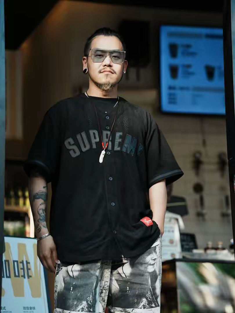 Puma 258 24SS ULTRASUEDE MESH BASEBALL JERSEY/SHOPT Suede Short Sleeve Black Light Grey Navy S M L - Image 18