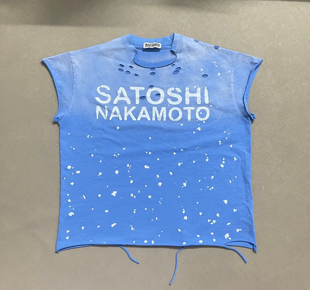 Unbranded 128 SATOSHI NAKAMOTO Luke Destroyed Ink Sleeve T : Washed Black Blue Red S M L - Image 15