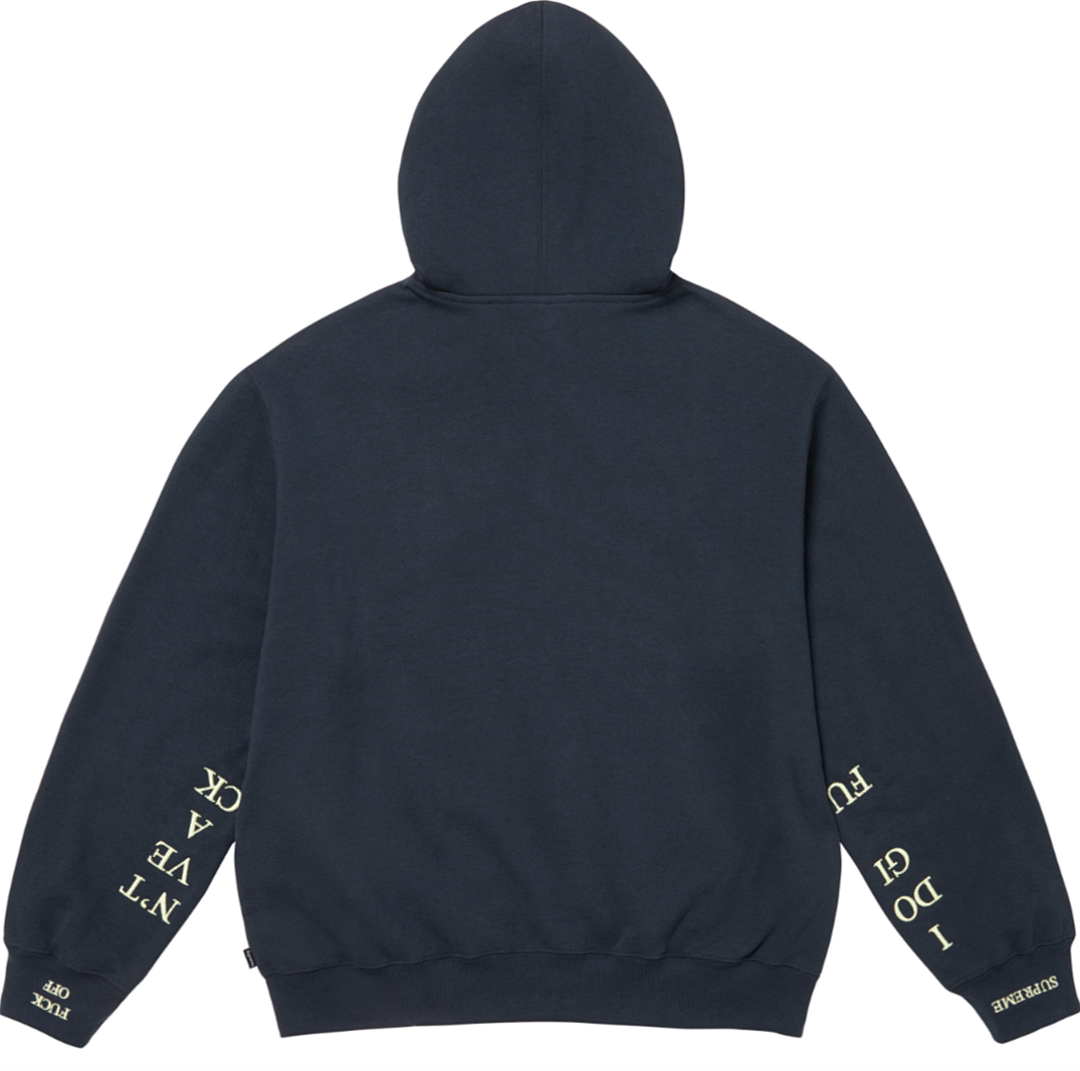Supreme 378 FW25 IDGAF ZIP UP HOODED Embroidered (Black Grey) - Image 30