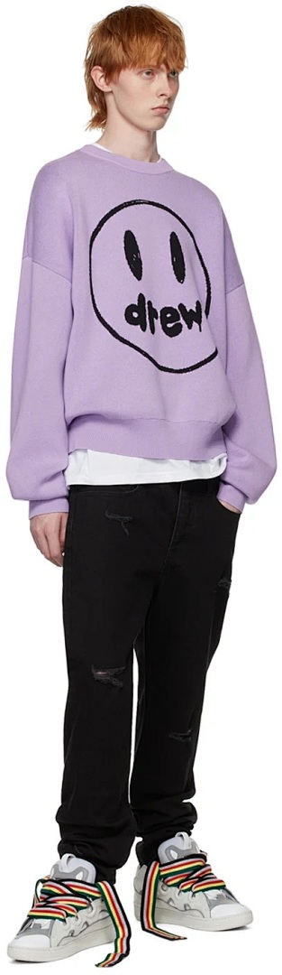 Drew House 218 DREW HOUSE LAVANDER Logo Floral Solid Long Sleeve Fleece Grey Purple S M L - Image 15