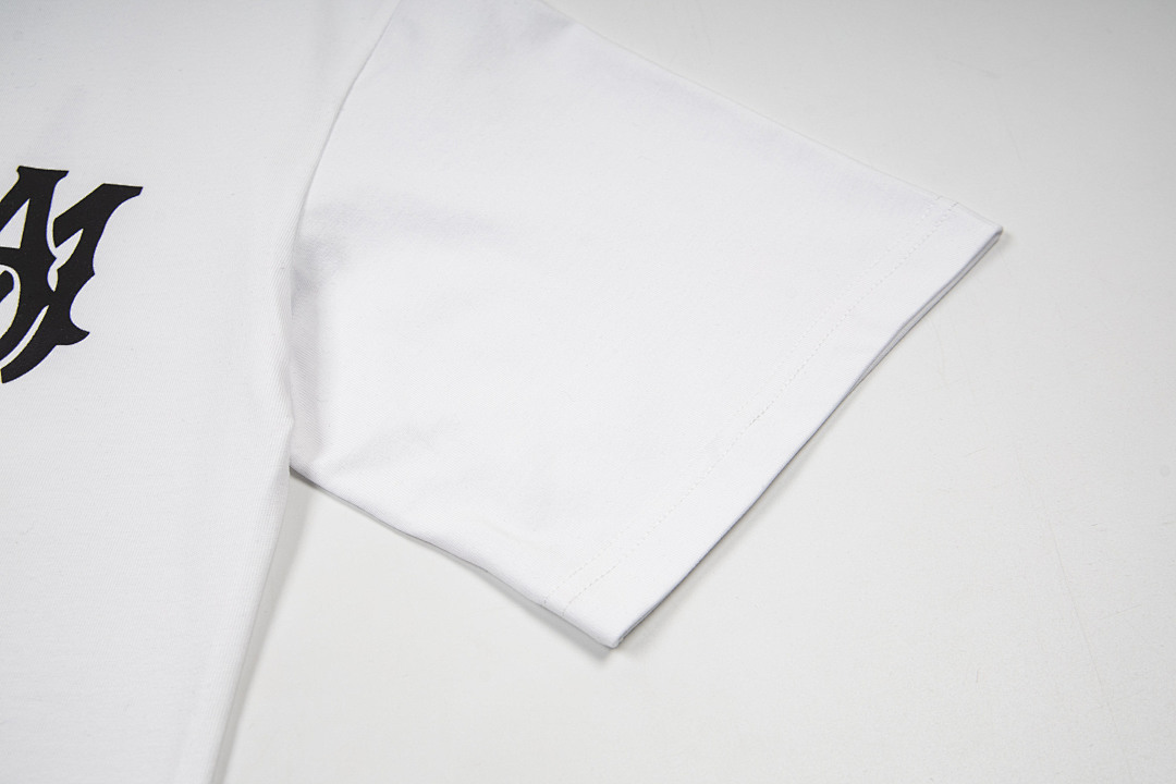 AMIRI 118 Wide Version Model Short Sleeve T Logo Print High Wind Black White S M L XL 9916# - Image 18