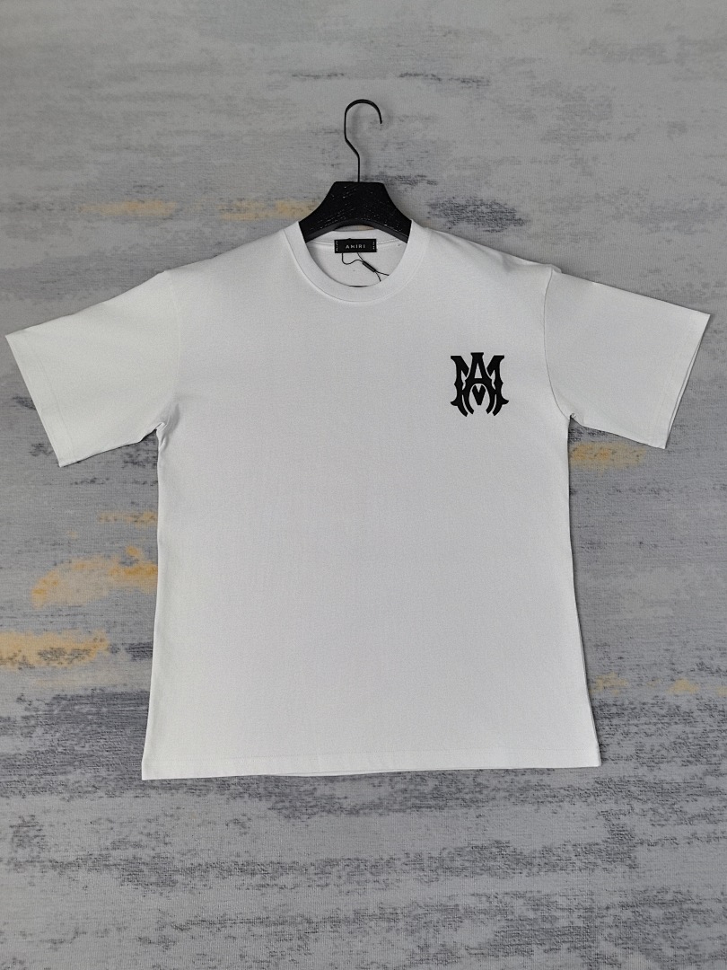 AMIRI 118 Wide Version Model Short Sleeve T Logo Print High Wind Black White S M L XL 9916# - Image 23