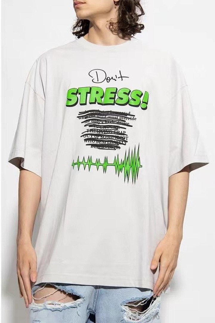 Unbranded 128 New VETEMENTS VTM Stress Print Collar Short Sleeve Water Grey XS-L Diamond 3813# - Image 14