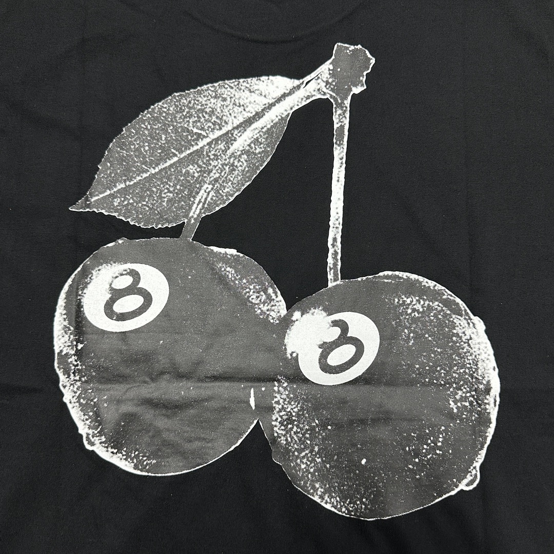 Stussy 108 STU 24SS CHERRIES TEE Logo Peach Black Print Short Sleeve T : White S M L XL Y2423# - Image 6
