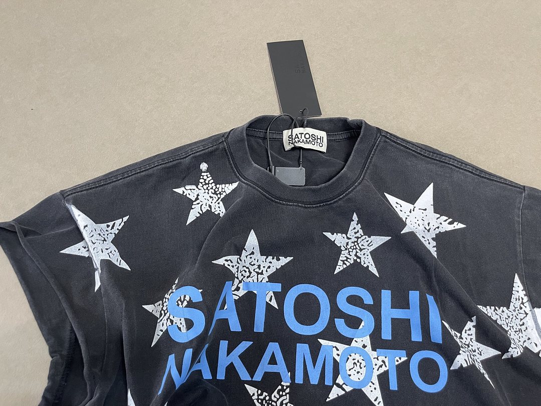 Unbranded 128 Satoshi Nakamoto Star Short Sleeve T : Washed Black S M L - Image 6