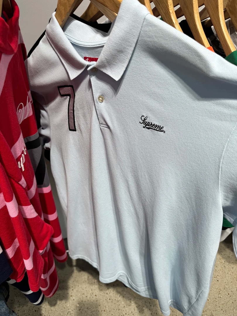 Ralph Lauren 198 SS25 CURSIVE POLO 7 No Embroidered Short Sleeve Black Light Blue S-XL - Image 22