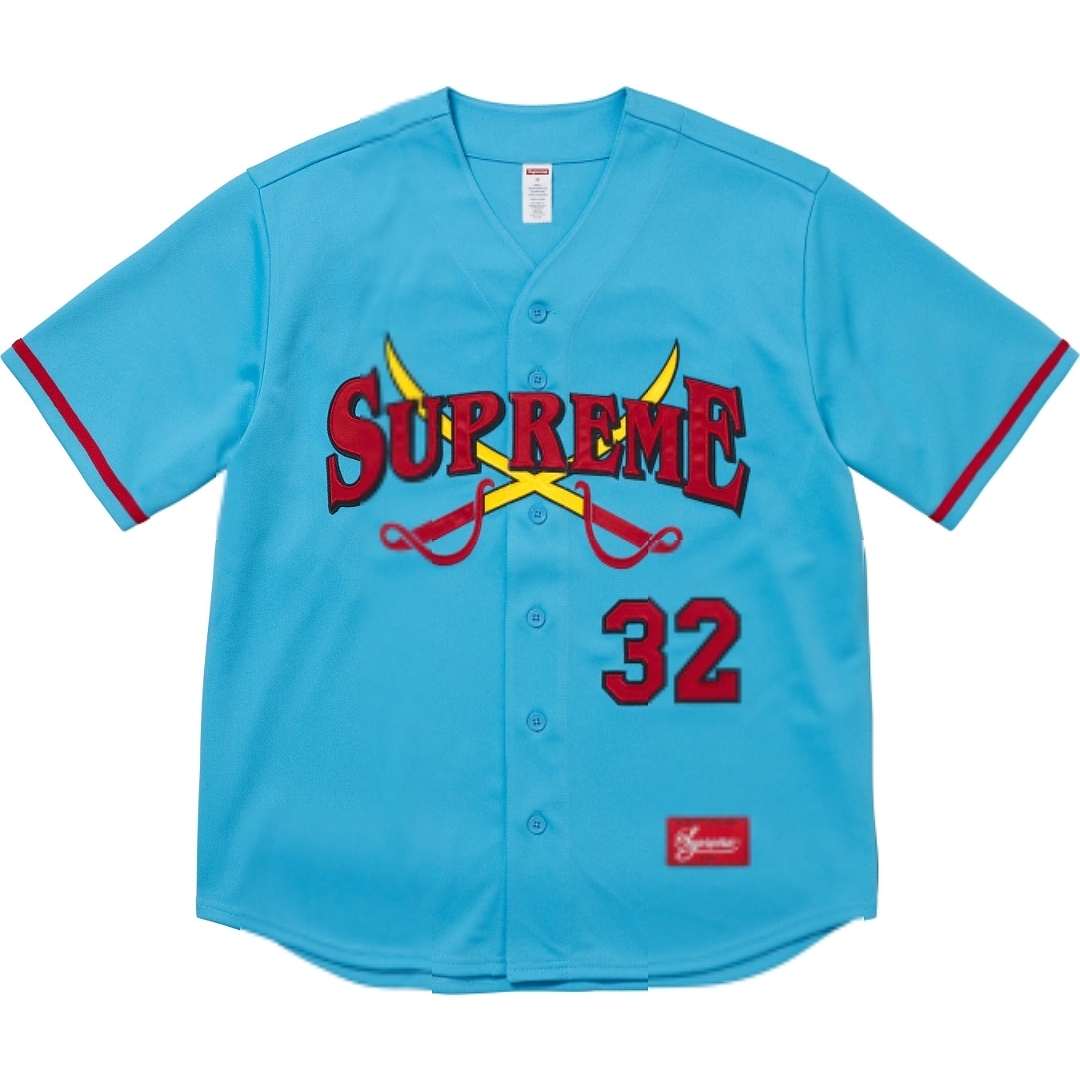 Supreme 268 FW25 WEEK1 Swords Baseball Jersey Label Patch Logo Buckle Short Sleeve : Black, Gold, Blue S-XL - Image 5