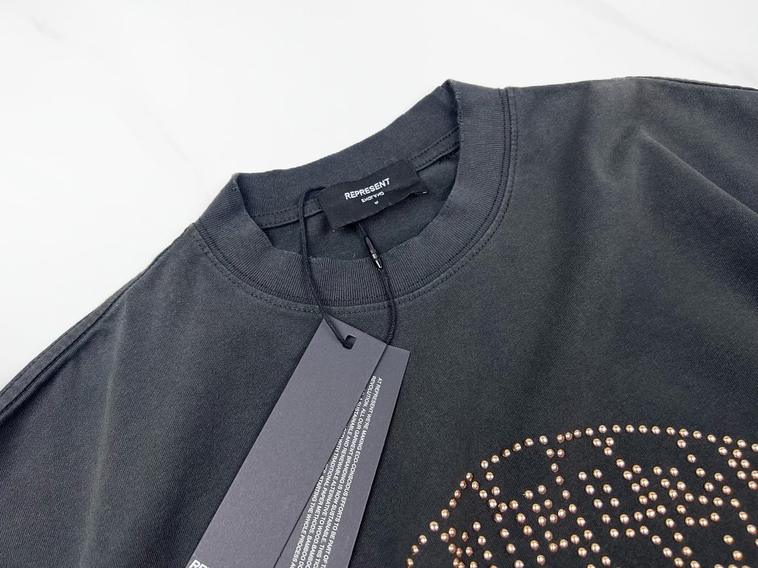 Represent 158 REPRESENT New High Mens Womens Top Wide Short Sleeve : S M L XL Water (Black) - Image 4