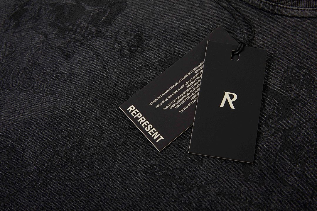 Represent 178 REPRESENT Legacy T-Shirt Sky Print Washed Short Sleeve T : Black White S M L - Image 15