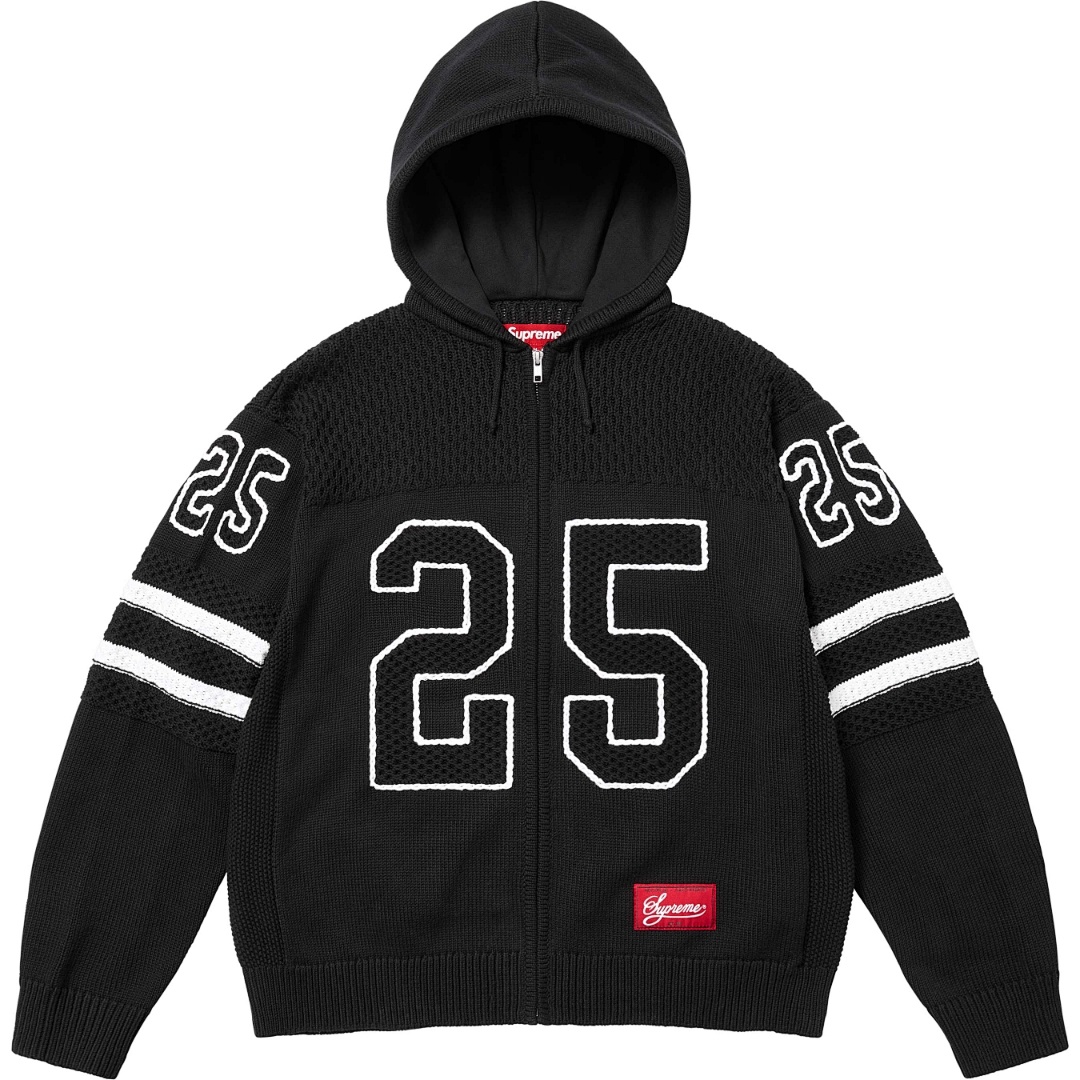 Supreme 538 SS25 FOOTBALL HOOD SWEATER Fleece Black White Blue S-XL - Image 3
