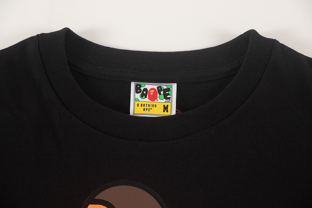 Bape 148 TOP Print Collar Short Sleeve T Black S-XL - Image 4