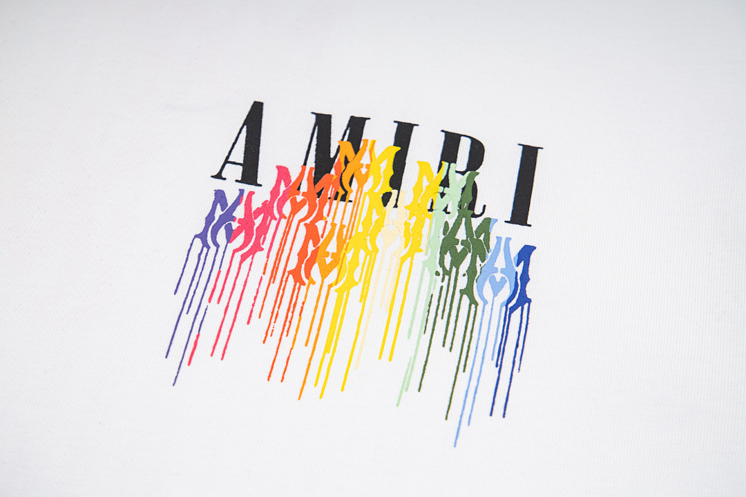 AMIRI 118 Wide Version Model Short Sleeve T Logo Color Ink Print High Wind Black White S M L XL 9901# - Image 17