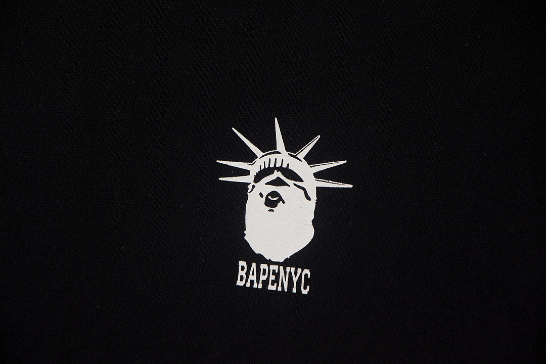 Bape 148 TOP Print Collar Short Sleeve T Black White S-XL - Image 8