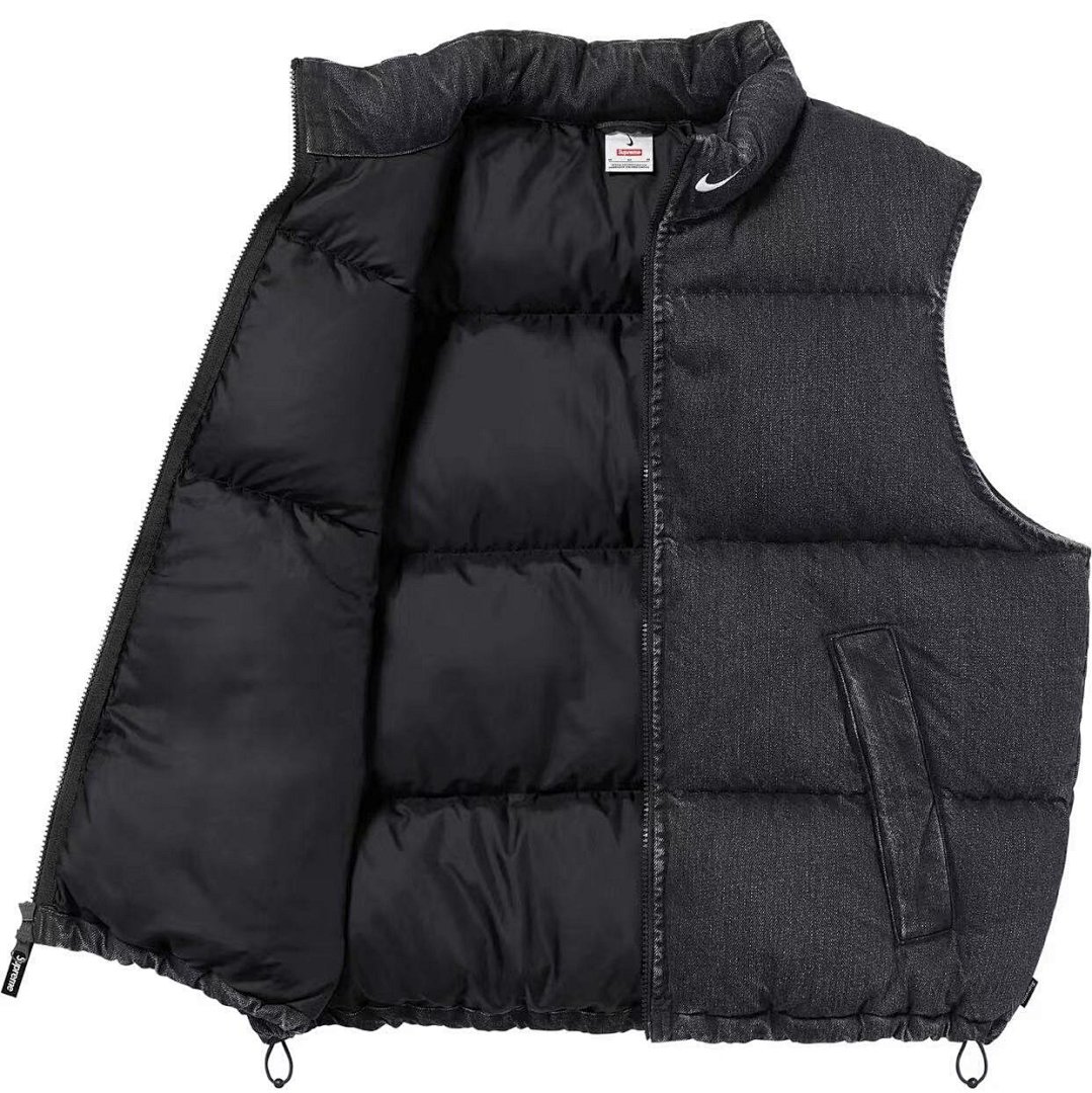 Supreme 438 SUP Collab DENIM PUFFER VEST Black Blue S M L - Image 4