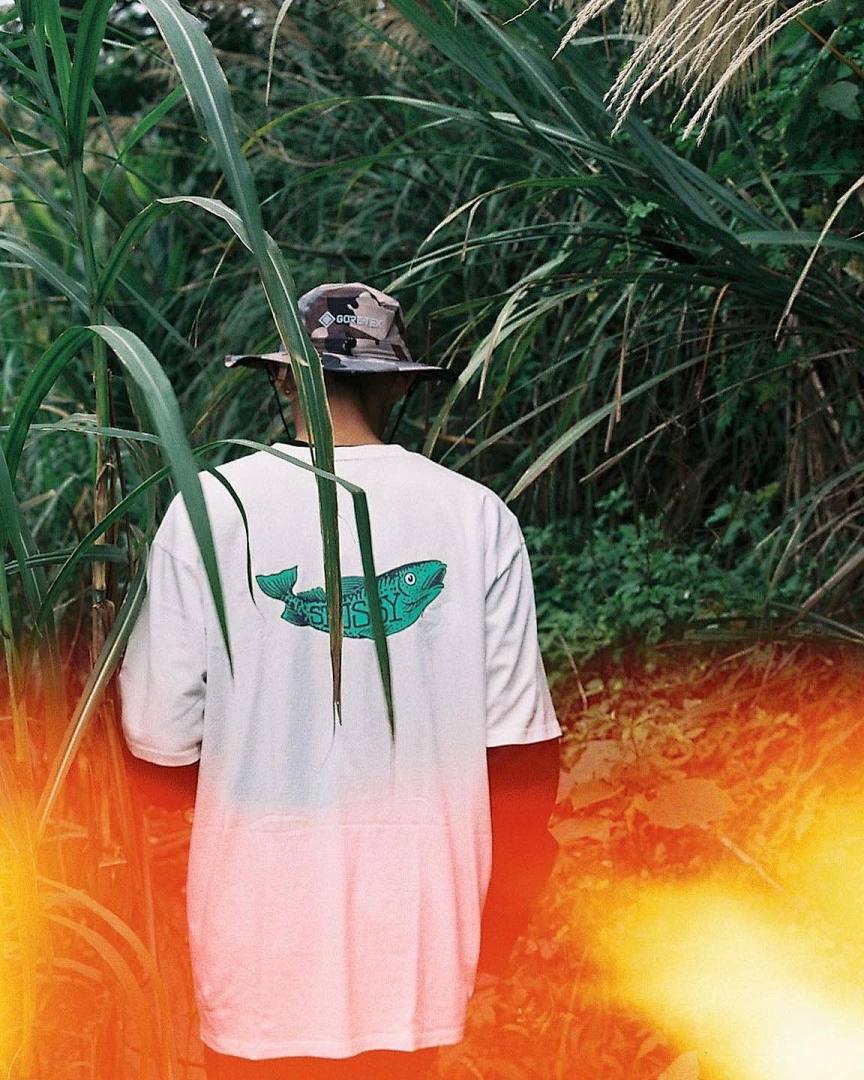 Stussy 108 Stu Trout Pigment Dyed Tee Big Summer Limited Exclusive Collar Wide Short Sleeve T Black White S M L - Image 8
