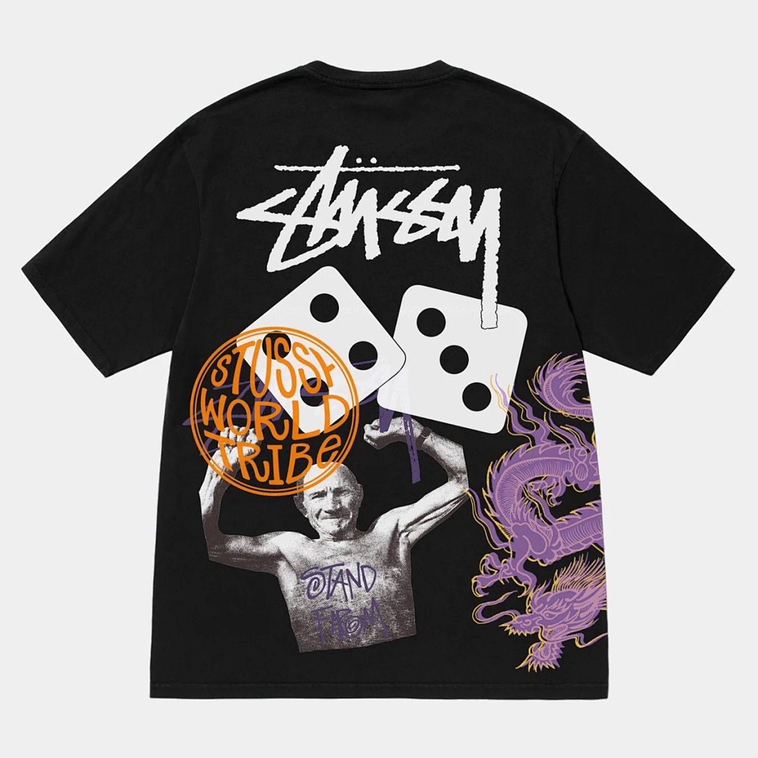 Stussy 108 STUSSY STRIKE TEE Print Short Sleeve T : White Black S M L XL Y1322#