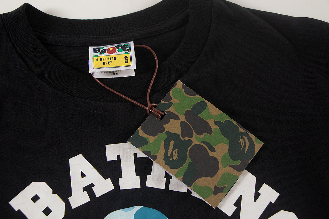 Bape 148 TOP Print Collar Short Sleeve T Black S-XL - Image 15