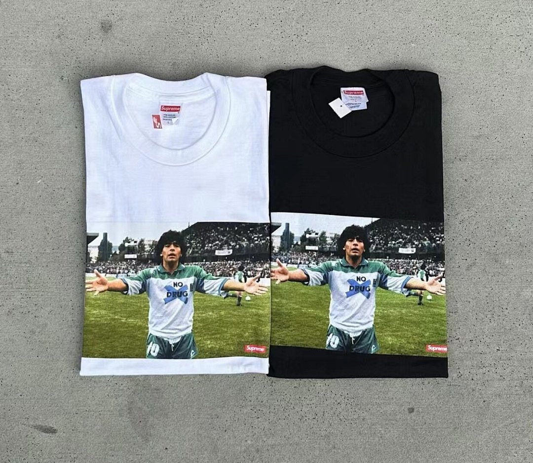 Supreme 108 SUP FW24 Maradona Tee Print Short Sleeve T Black White S M L XL B359# - Image 3