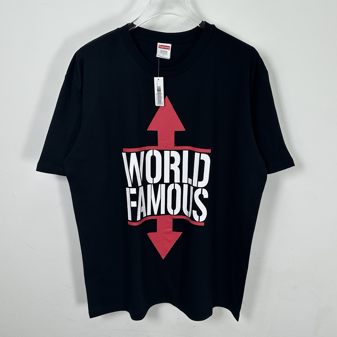 Supreme 138 26SS WORLD FAMOUS TEE Short Sleeve Black White S - Image 6