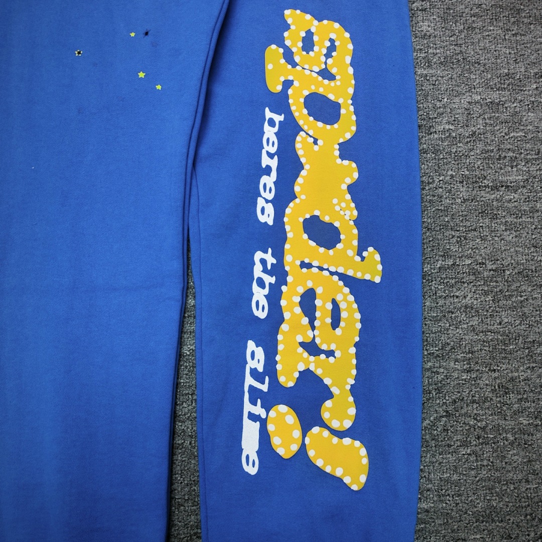 Sp5der FW23 SWEATS Mens Womens Long Blue : S-XXL - Image 13
