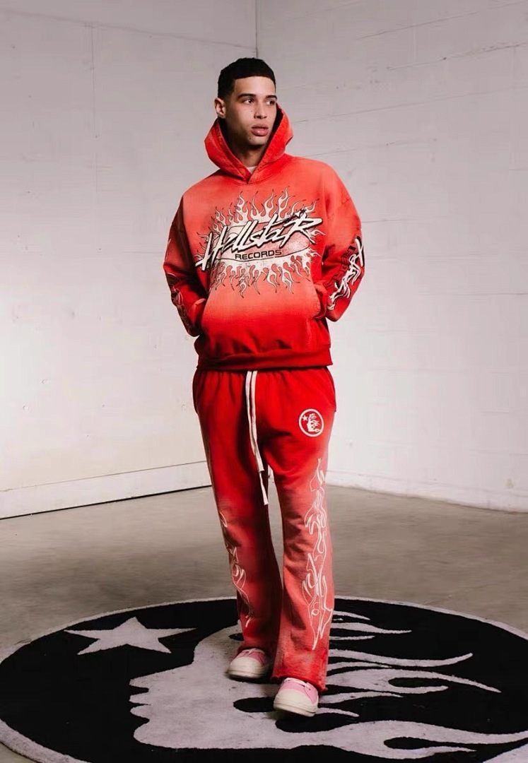Hellstar 238 Hellstar Studio Red Flare Pants High Patchwork Long Water Black S-M-L-XL - Image 18