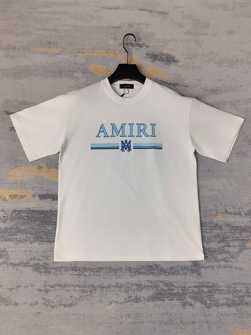 AMIRI 118 Wide Version Model Short Sleeve T Logo Print High Wind Black White S M L XL 9903# - Image 33